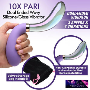 10X Dual End Wavy Silicone/Glass Vibe *