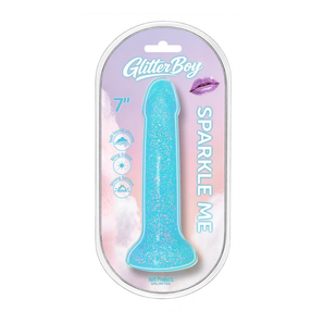 GLITTER BOY- SPARKLE ME Glitter Silicone Dildo Aqua