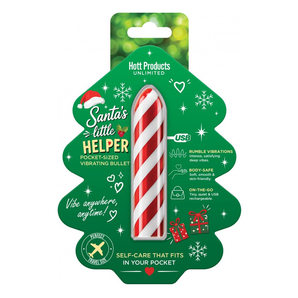 HORNY CHRISTMAS- Santa's Little Helper- Candy Cane Stripe Bullet. Liquid Silicone. Multi=Speed. Rechargeable.