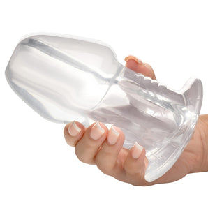 Dicked Clear Hollow Anal Plug - X-Large