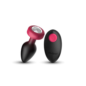 TESTER - RUBY Ombre - MEDIUM Cheeky Charms Eluxe Vibrating  Plug With Remote - Clear Gem