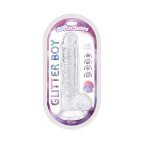 Cotton Candy - Glitter Boy 6.5" Suction Cup Dildo - Clear