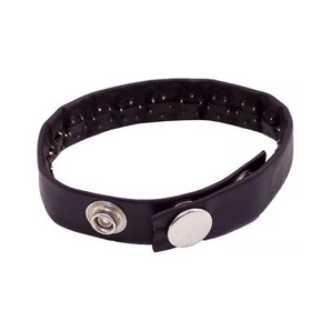Leather Pin Prick Cock Strap In Clamshell Black