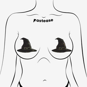 Disco Black Spooky Witches Hat Breast Pasties