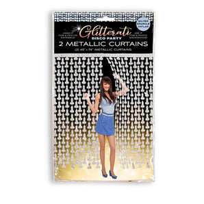 Glitterati Penis Metallic Foil Curtain 2pc - Silver