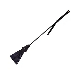 Leather Tasselled Riding Crop Black
