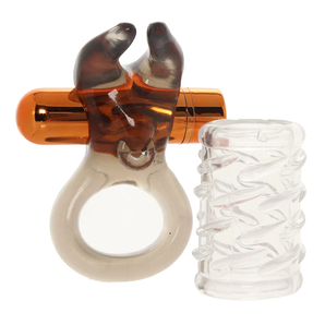 Stay Hard - Vibrating Bull Cock Ring Set with Sleeve