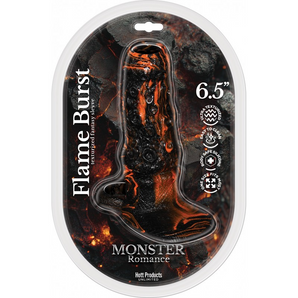 MONSTER ROMANCE - FLAME BURST - TPE TEXTURED PENIS SLEEVE WITH SCROTUM STRAP