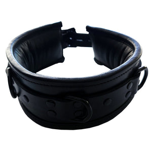 Leather Padded Collar - Black with Black