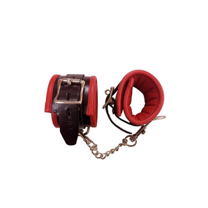 Leather Padded Wrist Cuffs Black/Red