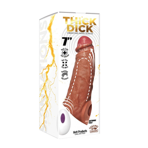 Skinsations Thick Dick Vibrating Sleeve With Remote Control Multi-Function Caramel Lovers