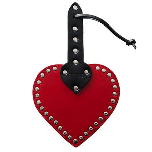 Leather Heart Paddle - Red