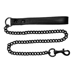 Leather Lead - Black with Black