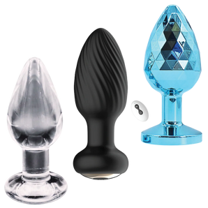 Venture Collection (Medium) - Deluxe Anal Plug Set – Vibrating Silicone, Glass & Metal