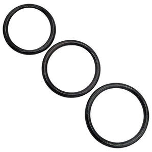 Stainless Steel 3 Piece Cock Ring Set (45/50/55mm) - Black
