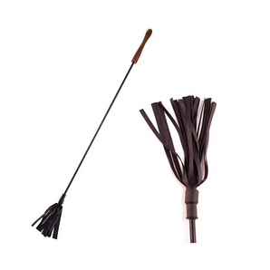 Leather Riding Crop With Wooden Handle Black