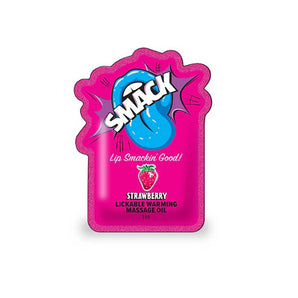 SMACK Warming & Lickable Massage Oil, Strawberry 3ML Pouch Display of 36 🍓