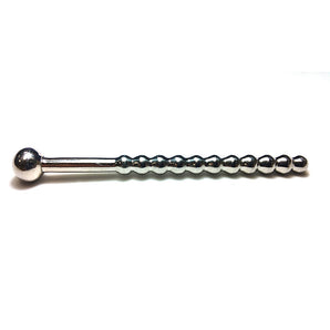 Satinless Steel Beaded Hollow Urethral Sound with Stopper