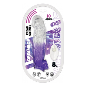 DREAM BOY - CREAM SLEEVE - PENIS SLEEVE WITH MULTI-SPEED RECHG BULLET DUAL COLOR 8" PURPLE
