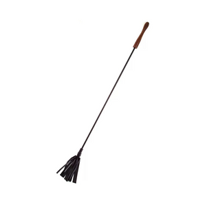 Leather Riding Crop With Wooden Handle Black