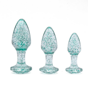 Adam & Eve Glitter Gem Butt Plug Set Blue
