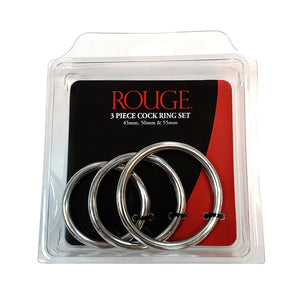 Stainless Steel 3 Piece Cock Ring Set (45/50/55mm) - Silver