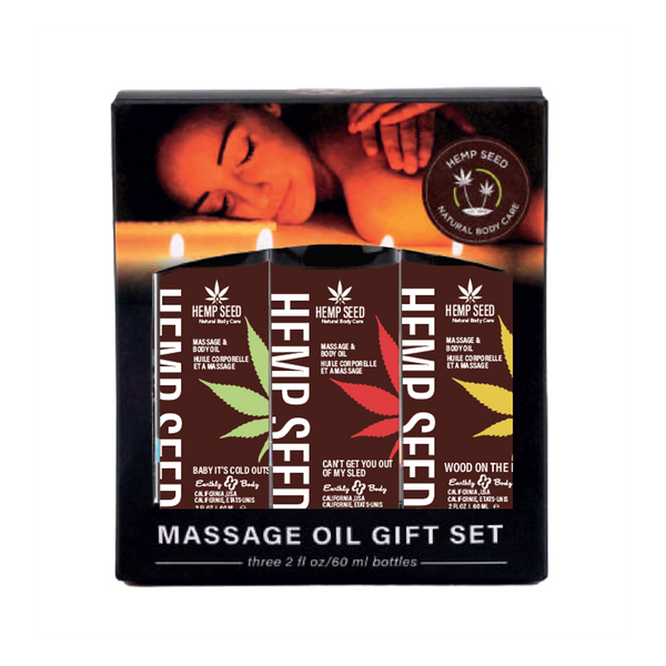 Hemp Seed Holiday Massage Oil Gift Set 3