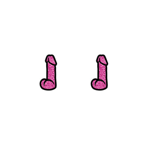 Dildo Earrings - Sparkle Pink