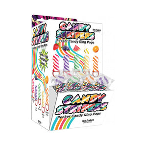 Candy Stripers Pecker Ring Pops 144pc