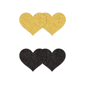 Pretty Pasties Hearts Black/Gold 2 sets