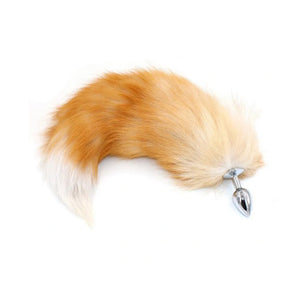 Real Fox Tail Plug - Small - Blond/White