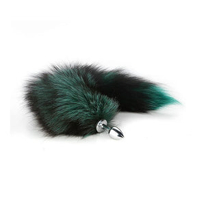 Real Fox Tail Plug - Small - Teal
