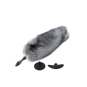 Real Fox Tail Small Tapered Metal Plug