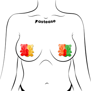 Gummy Bear Pasties in Red, Yellow, Orange & Green
