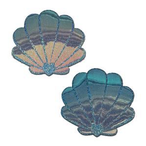 Mermaid Shells Pasties - Opalescent Seafoam Blue Seashell