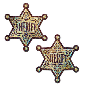 Sheriff Star: Glittering Golden Sheriff's Badge Pasties