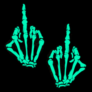 Middle Finger Skeleton Hand Pasties Glow in the Dark White & Black Boney Hand