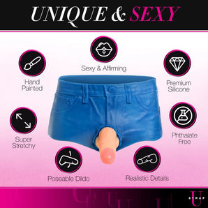 Booty Shorts 6" Dildo Silicone S/O Large