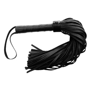 Leather Flogger - Black with Black