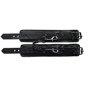 Leather Wrist Cuffs - Black with Black