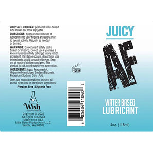 Juicy AF Water-Based Lubricant 4oz