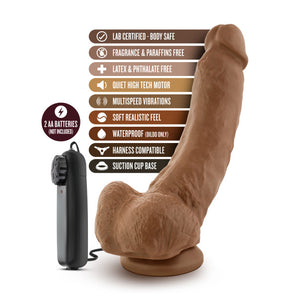 Coverboy - The Boxer - 9" Vibrating Realistic Cock - Mocha