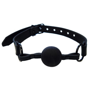 Leather Ball Gag - Black with Black