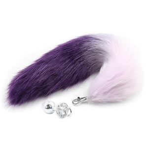 Faux Fox Tail w Detachable Plug - Medium - Purple