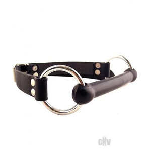 Leather Rubber O-Ring Rod Gag Black