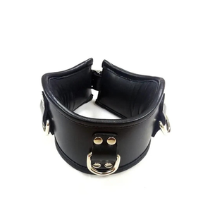 Leather Padded Posture Collar With 3 D-Rings Black