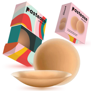 Pastease Everyday® Silicone Reusable Adhesive Nipple Covers w Travel Box - Caramel Tan - Large (D+ cups)
