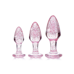 Adam & Eve Glitter Gem Butt Plug Set Pink