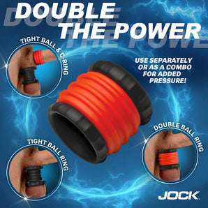 2-in-1 Silicone Cock Ring - Red