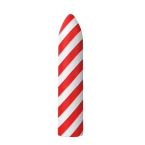 HORNY CHRISTMAS- Santa's Little Helper- Candy Cane Stripe Bullet. Liquid Silicone. Multi=Speed. Rechargeable.